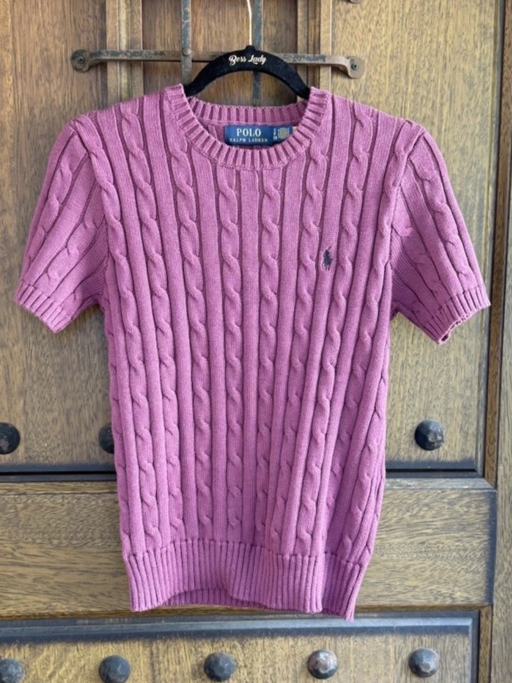 Polo by Ralph Lauren Plum color Cable-Knit Short Sleeve Sweater Size S